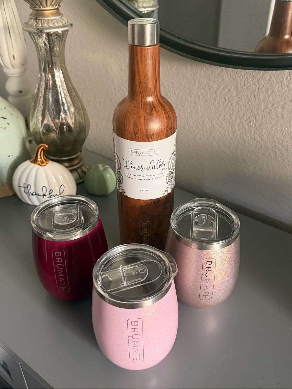 BruMate Package 4 items - 3 wine tumblers with lid and 1 NWT Winesulator Bottle